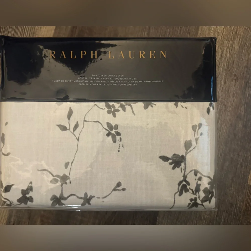 NEW Ralph‎ Lauren Munroe 100% Cotton FULL/QUEEN Duvet Cover Charcoal $400